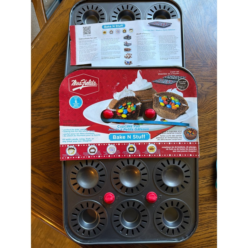 Mrs. Fields Bake N Stuff Cupcake Pan 2-Piece Set of 2 Non-Stick Surprise